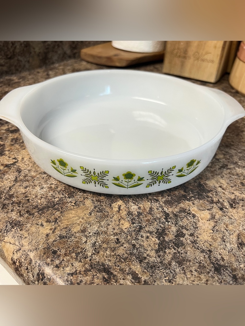 Vintage Anchor Hocking Green Meadow casserole dish